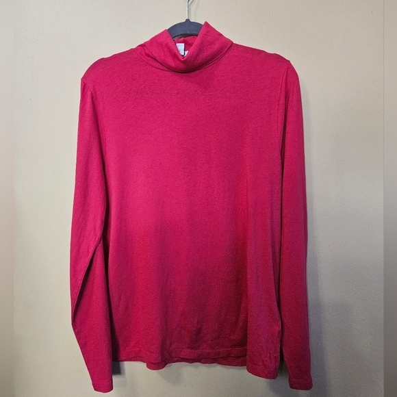J Crew Outlet Pink Turtleneck Shirt Women's Size L 100% Cotton - Picture 1 of 5